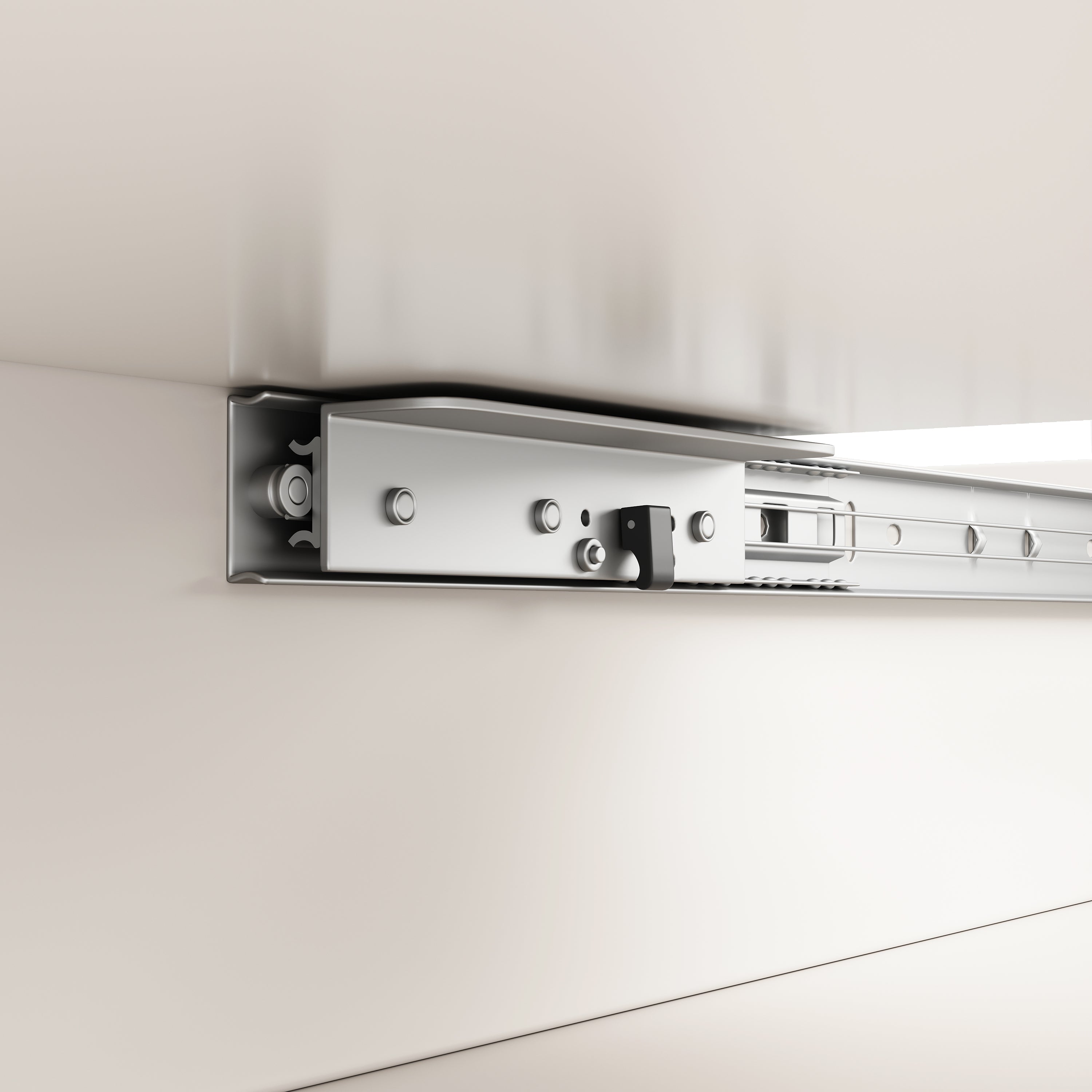 Dining Table, Telescopic Extendable with Storage Levels, White