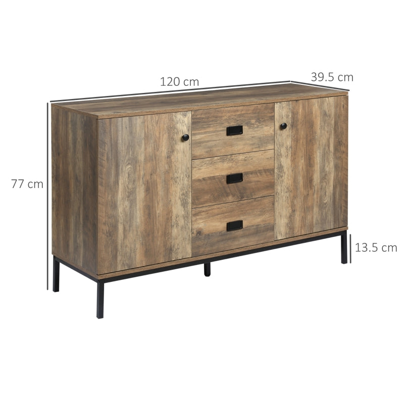 Sideboard Retro 2 Cabinets 3 Drawers Mango Wood-Effect