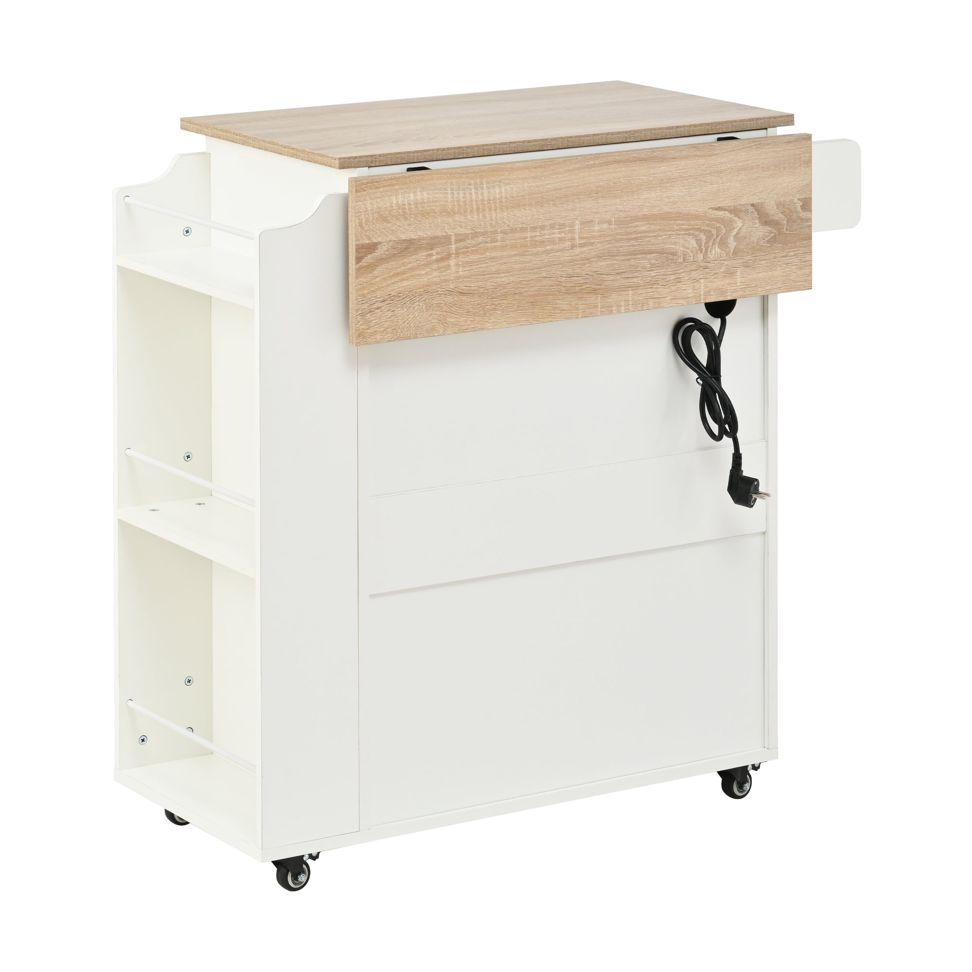 Kitchen Island Rolling Folding Worktop Storage Spice Rack