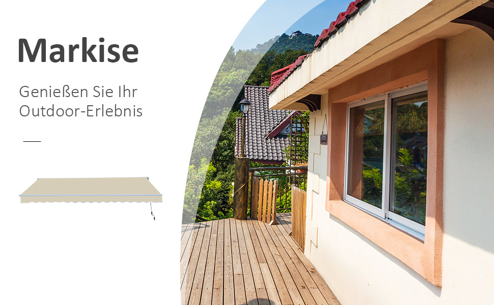 Awning Folding Arm 3m Balcony Sunshade - Beige