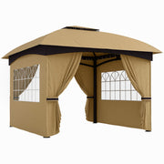 Gazebo 3.4x3.4m Water-Repellent UV Protection, Beige Metal