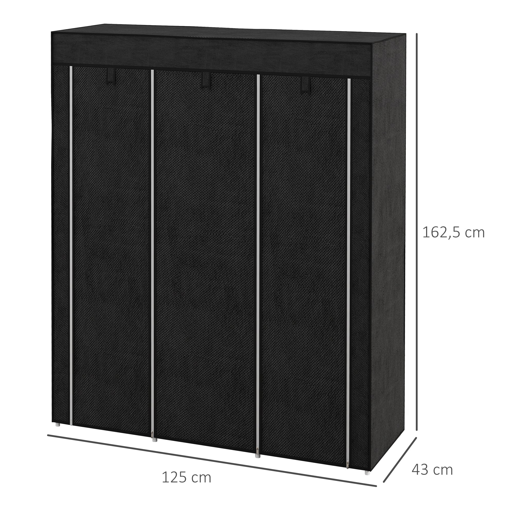Fabric Wardrobe, Clothes Rail 8 Levels, Space-Saving, Black