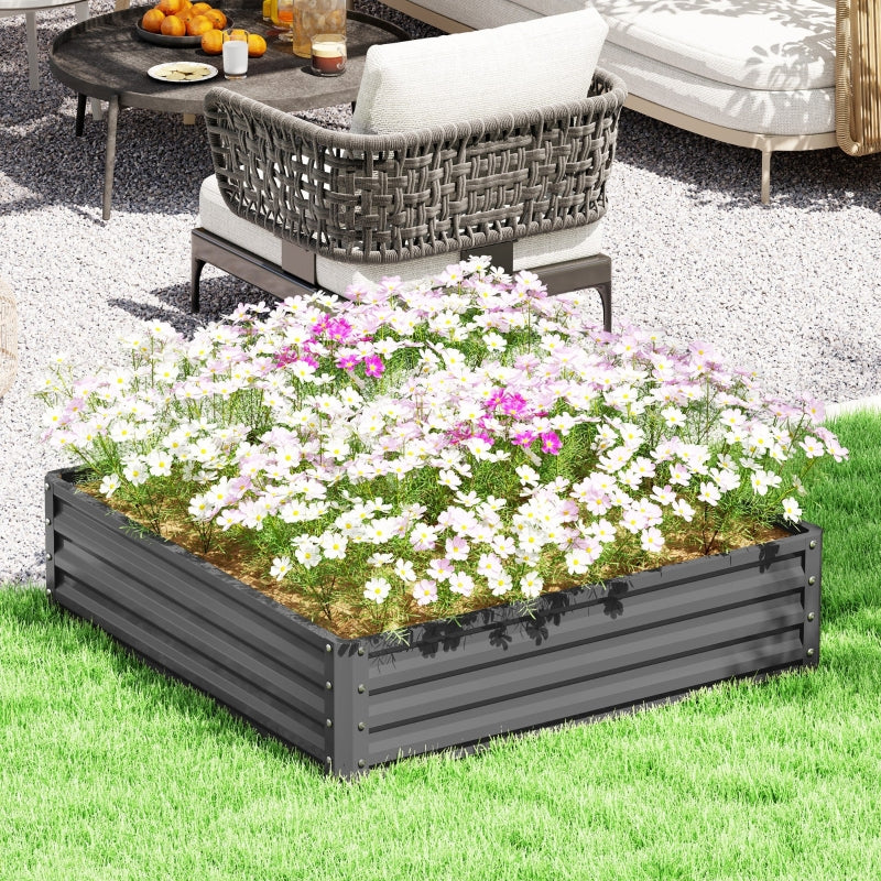 Raised Bed Planter, 120 x 120 x 30 cm, Light Gray Steel