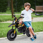 Kids' Electric Motorcycle with Training Wheels, LED Lights and Music, Yellow