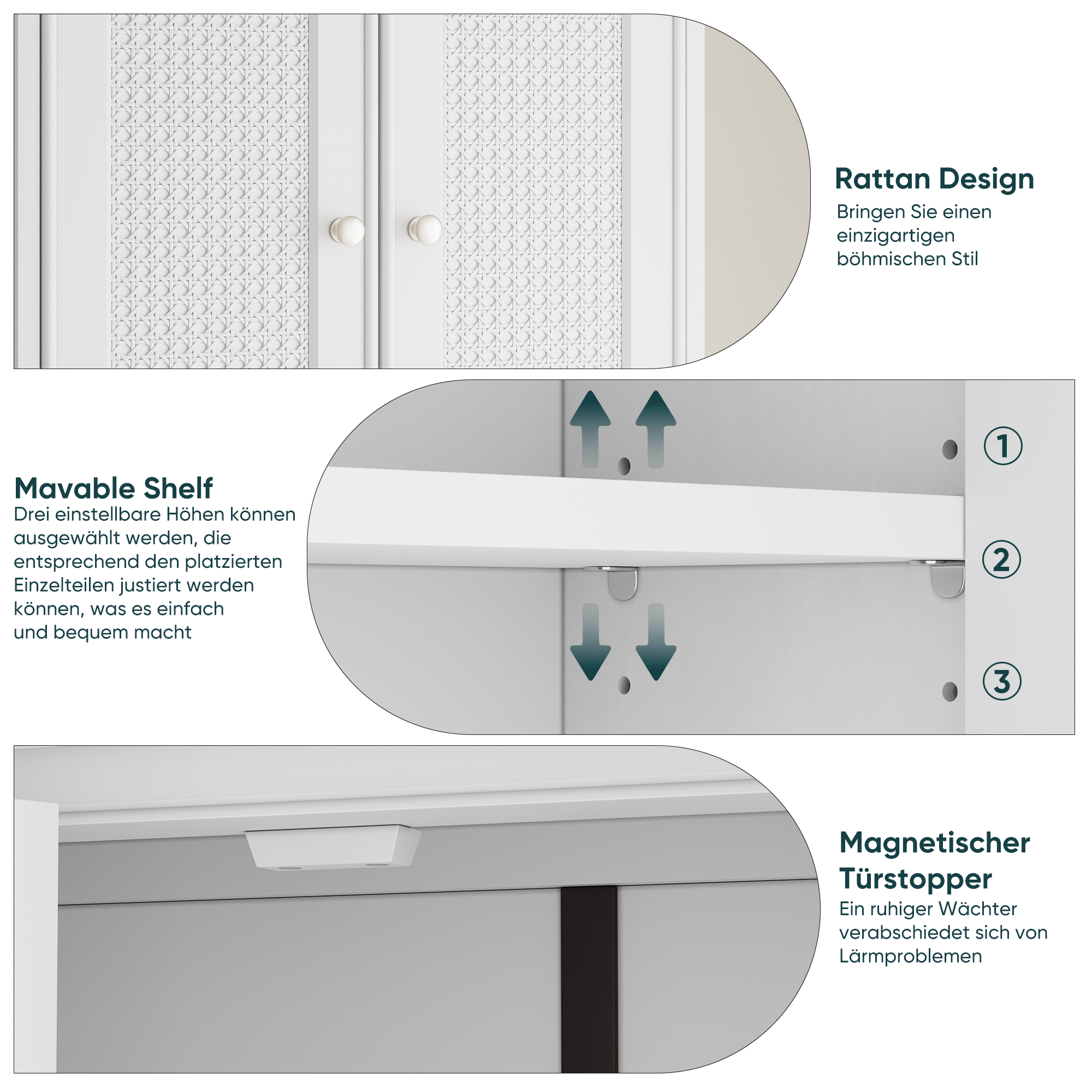 Bathroom Cabinet, Wall-Mounted with Basket Doors & Adjustable Shelves, White