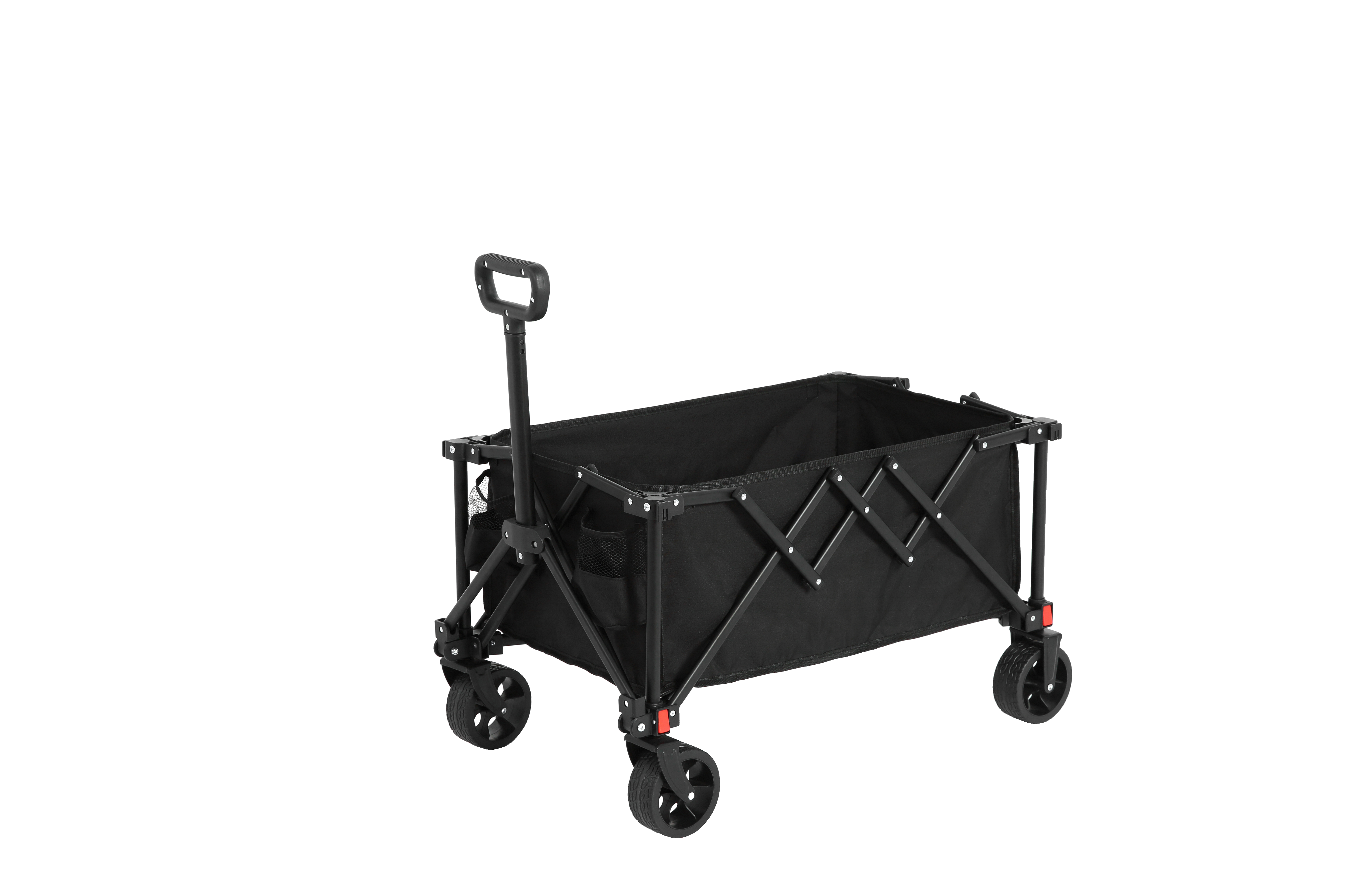 Folding Wagon Cart with All Terrain Wheels, Heavy Duty, Adjustable Handle, Black