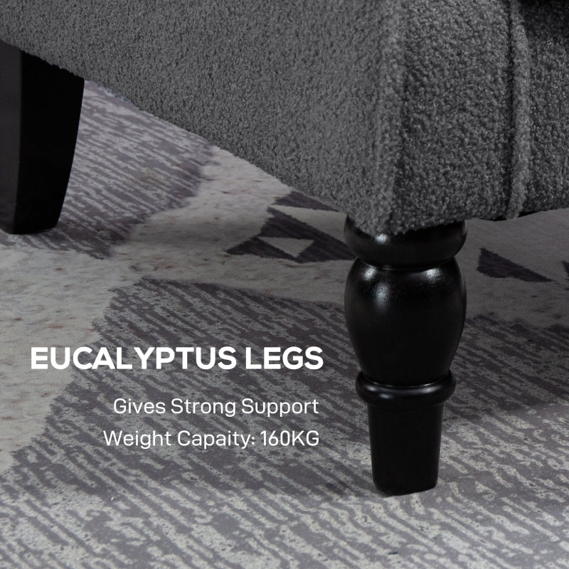 Teddy Fleece Retro Wingback Chair - Grey