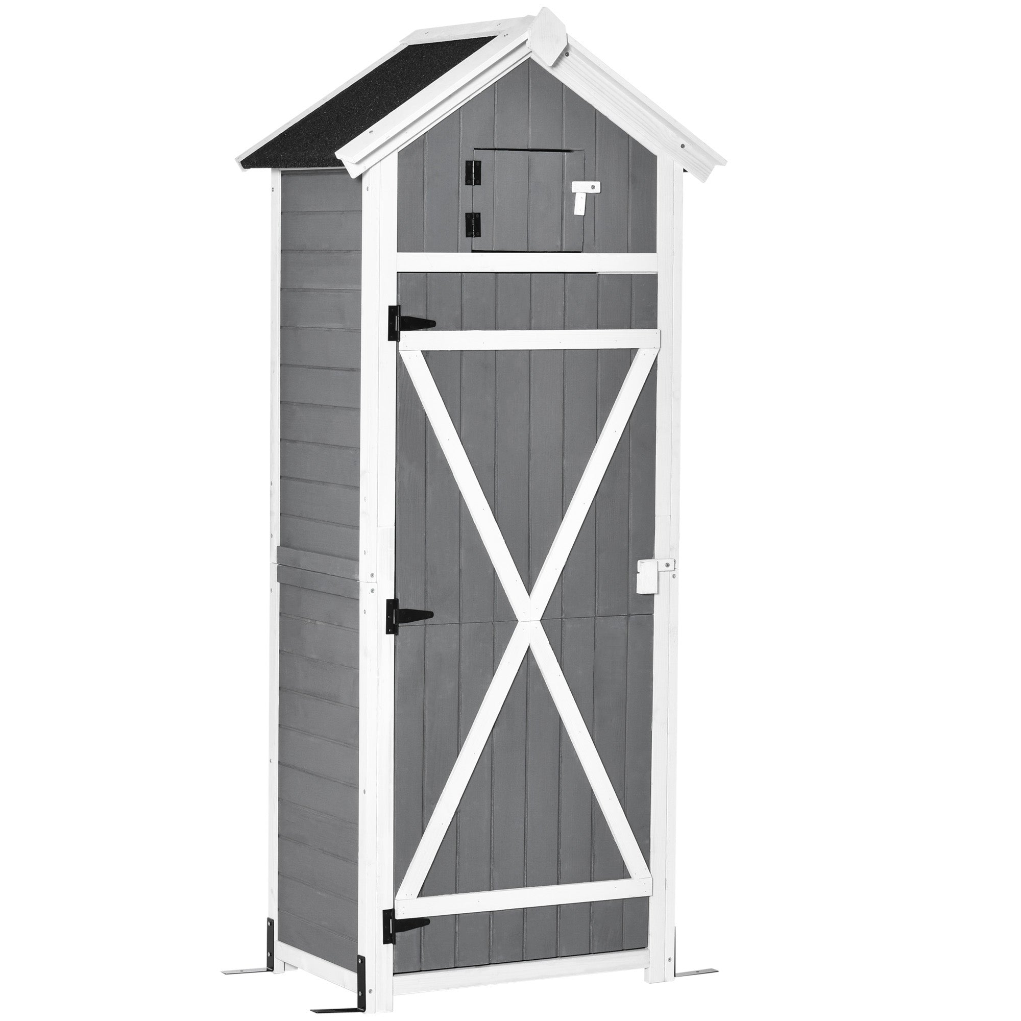 Garden Cabinet Wooden Tool Shed with Door and Roof Grey