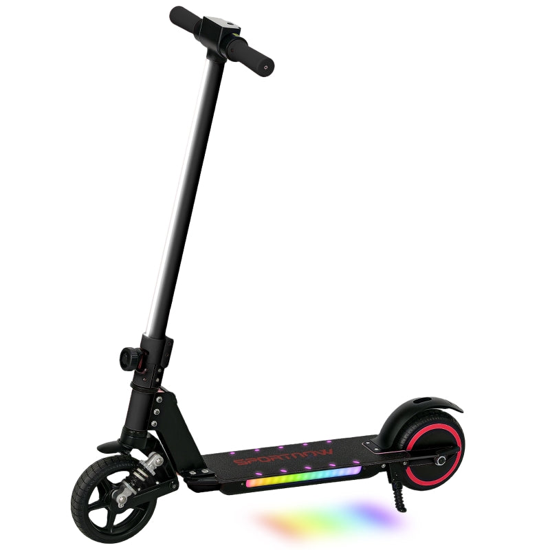 SPORTNOW Electric Scooter for Kids, Folding, Dual Brakes, Front Suspension, LED Colourful Lights, Black