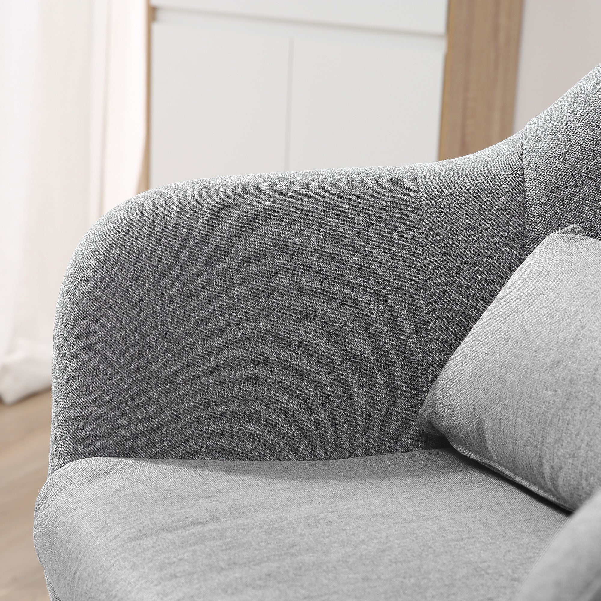 Swivel chair height adjustable accent recliner with back cushion linen grey