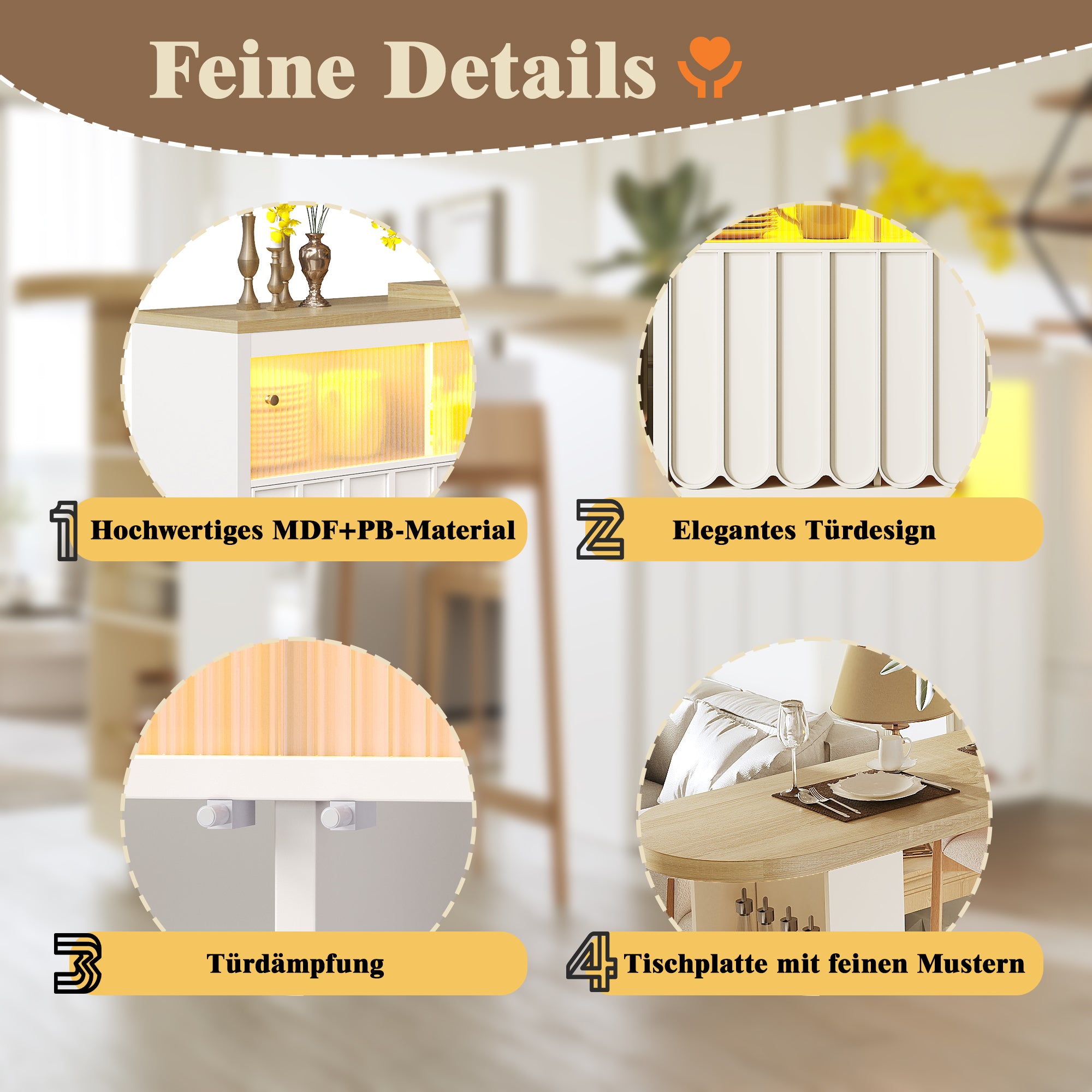 Telescopic Bar Table Storage LED Movable - White