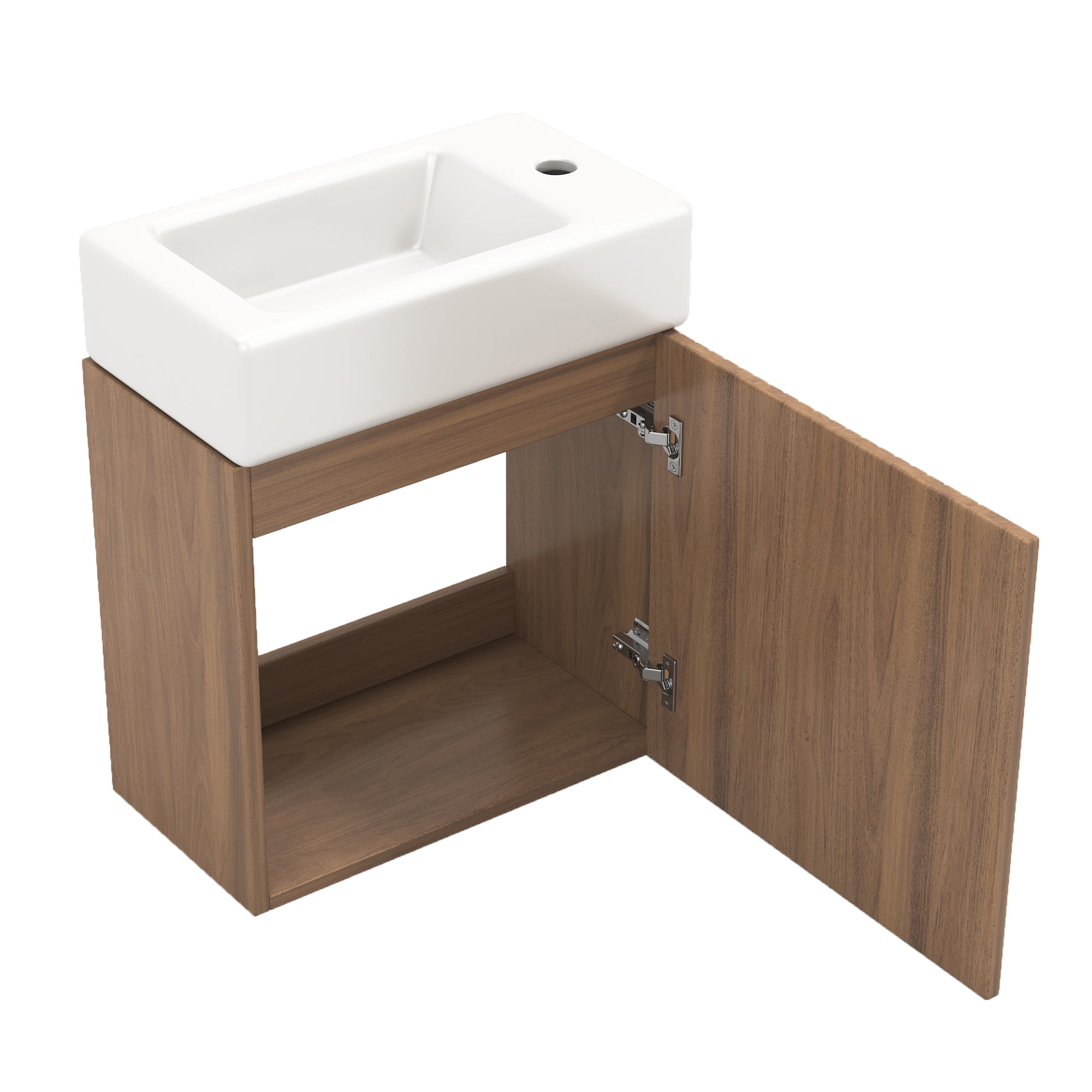 Bathroom furniture washbasin with vanity unit 46 cm, hanging, small guest, in furniture