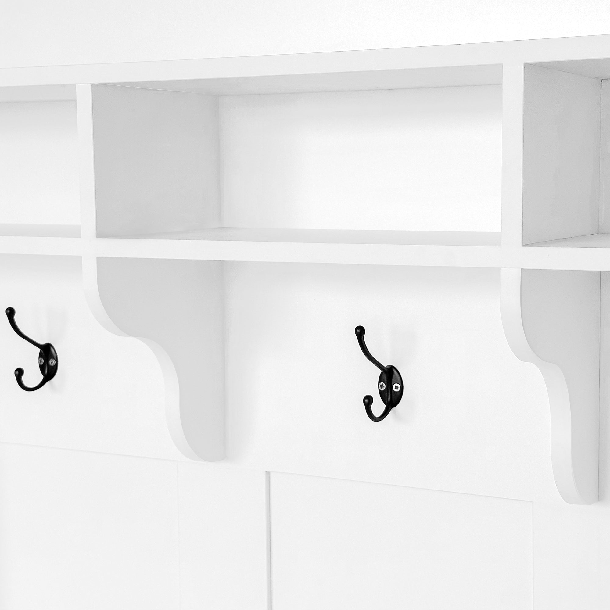Wardrobe set with bench and shoe rack, multifunctional, storage, white