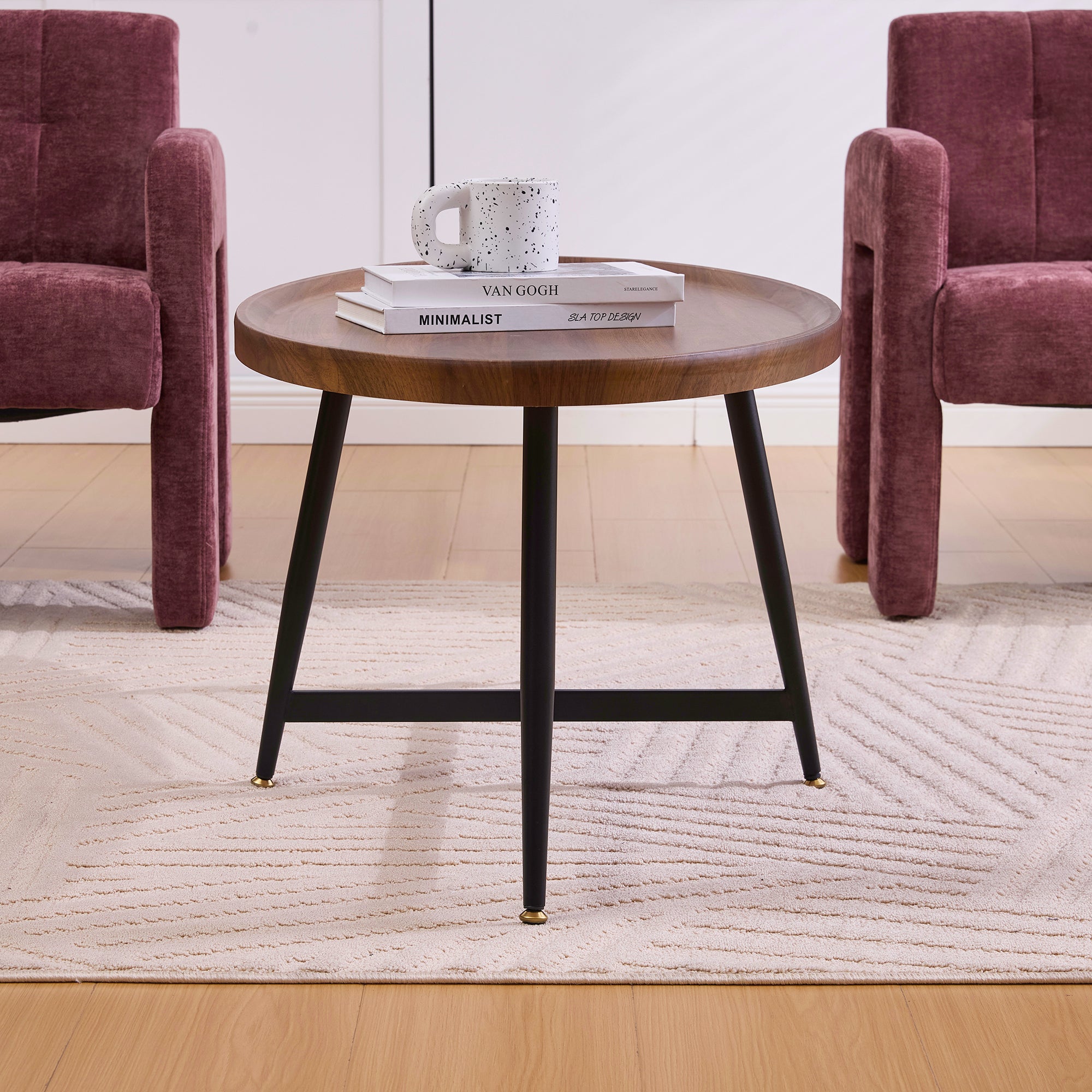 Oval Coffee Table Modern Minimalist Wood Metal Frame