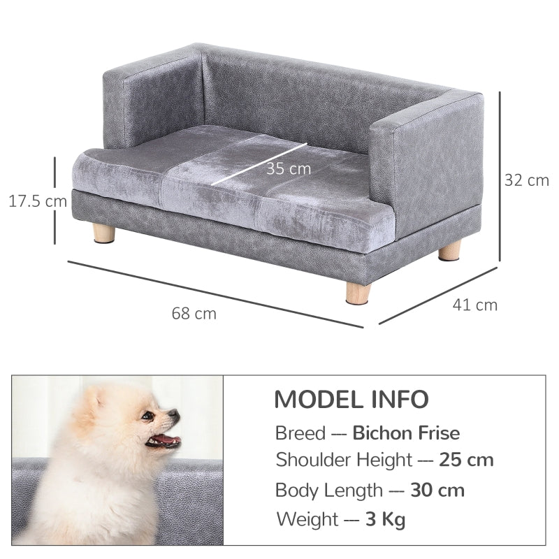 Dog Sofa Bed - Elevated Pet Chair with Soft Cushion, Grey