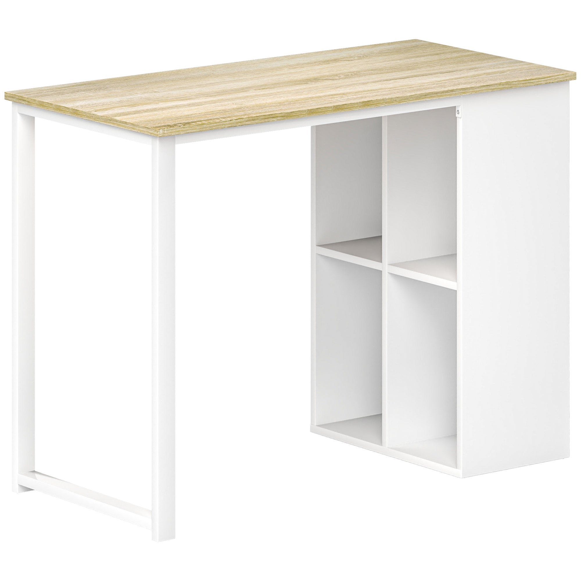 Desk with Storage, Steel Frame, Oak