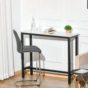 Bar Table, Adjustable Feet, Marble Look, White+Black