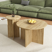 Modern Nesting Tables - 2-Piece Round Coffee Tables, Space-Saving Scandinavian Design, MDF/PB Construction