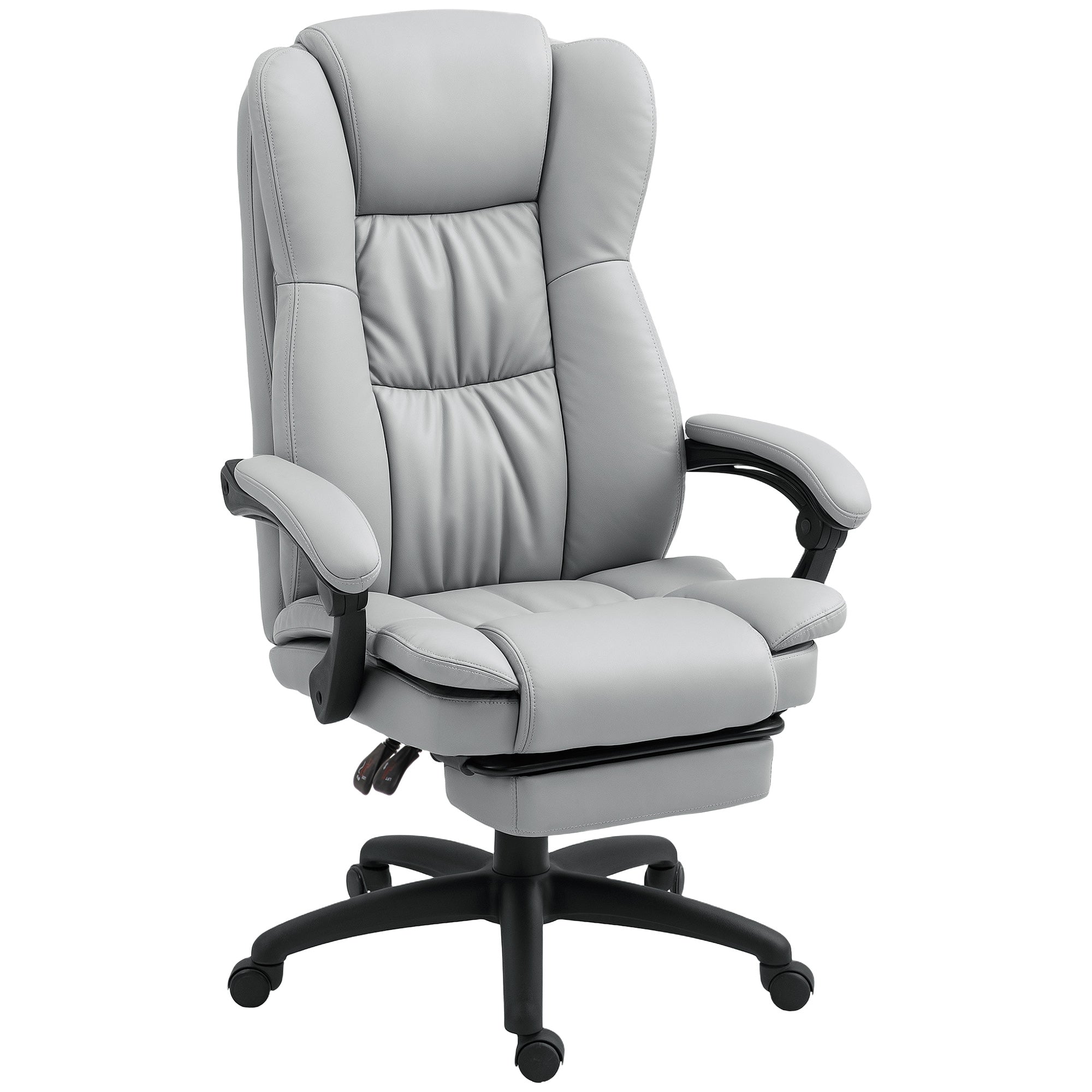 Vinsetto Office Chair, Massage, Reclining, Height-Adjustable, Swivel, Footrest, Faux Leather, Light Grey