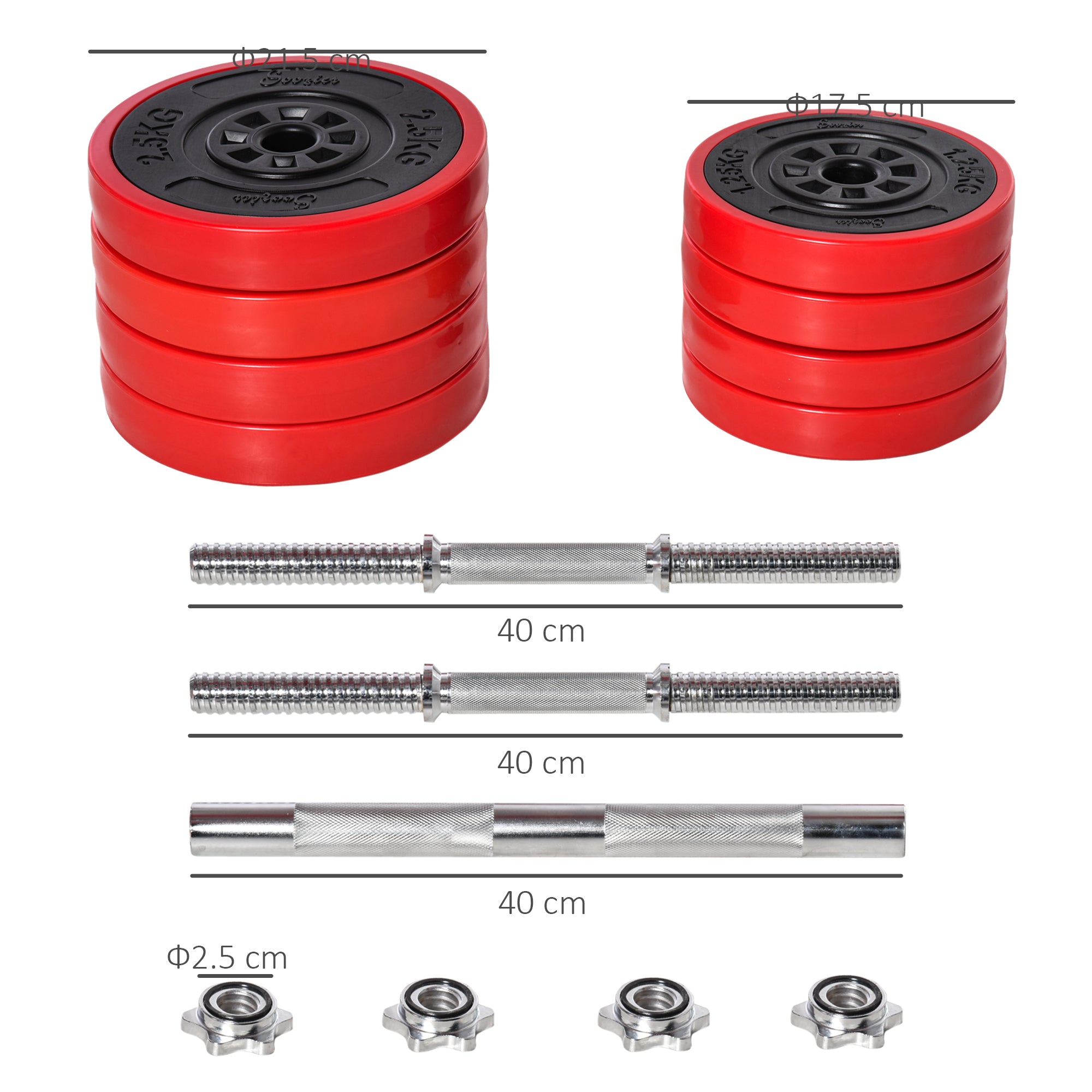 Dumbbell Set 20KGS 2-IN-1 Adjustable Dumbbells & Barbells, Red Black