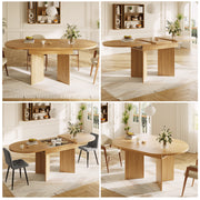 Extendable Dining Table with Internal Extension Leaves, 120-160 x 80 cm, Natural Wood