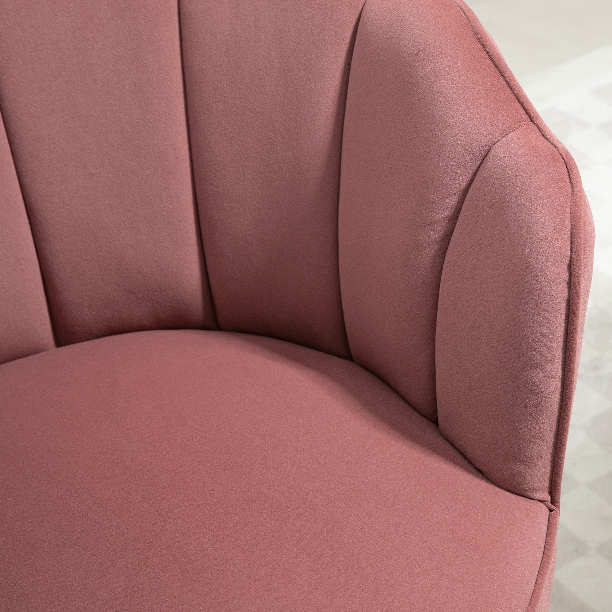 Dining Chair Armchair Backrest Living Room Polyester Rubber Wood Pink