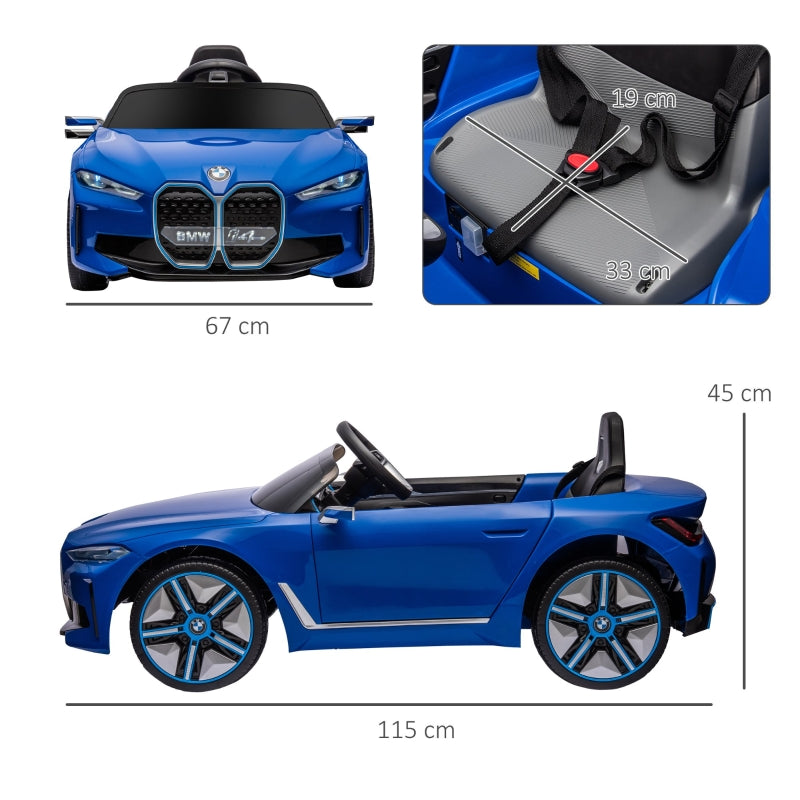 BMW i4 Licensed 12V Electric Ride-On Car, Blue