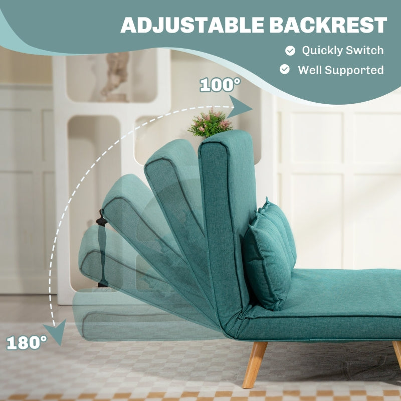 Two-Seater Sofa Bed, Linen-Look, Green