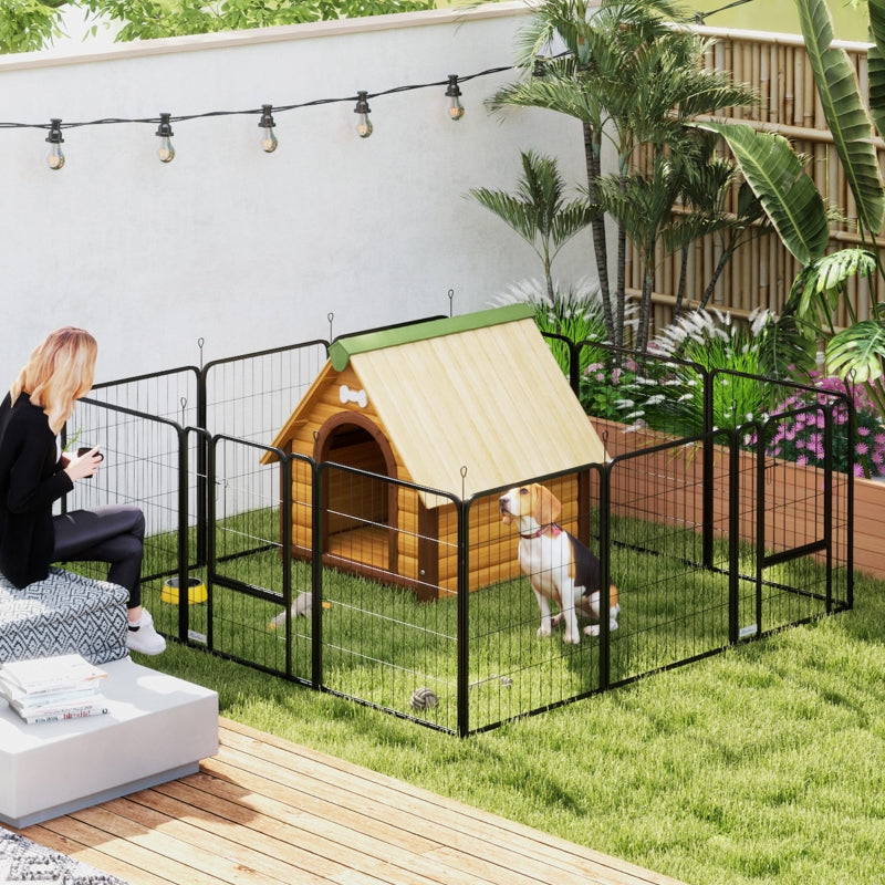 12-Panel Solid Dog Playpen, for Medium Dogs, 80cm High, Black