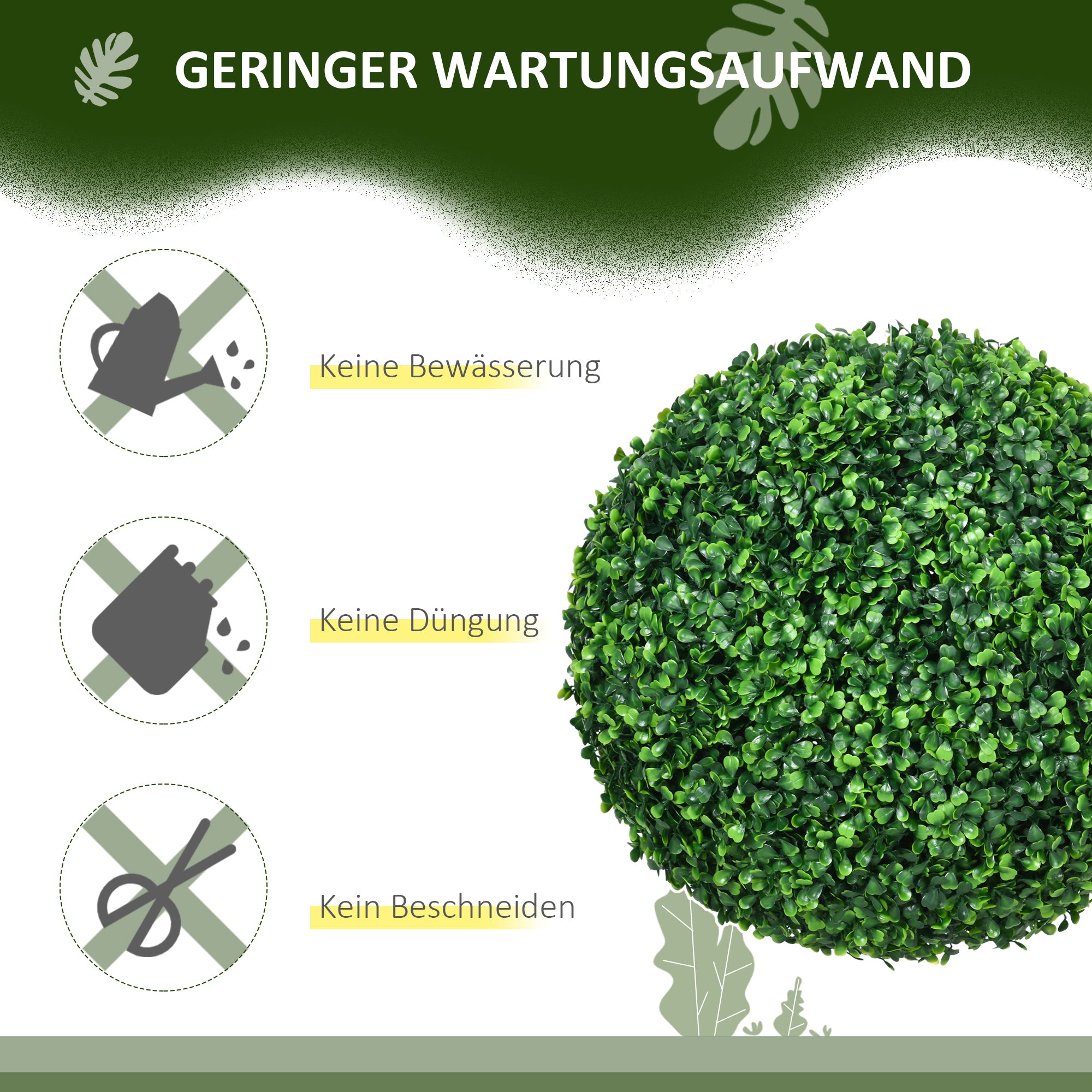 Boxwood Ball Set 2 Artificial Plants UV Protection Indoor/Outdoor, Green