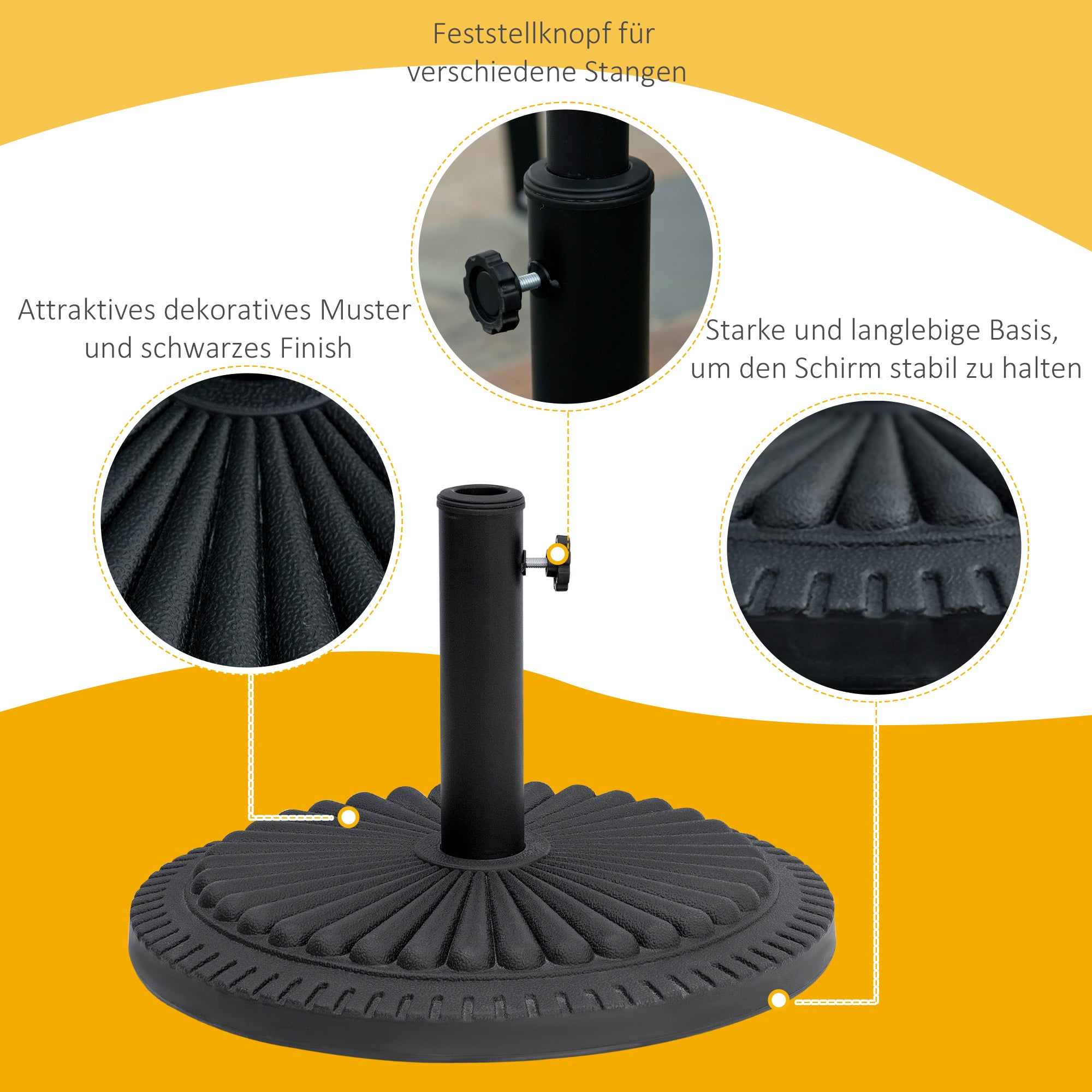 Parasol Base 14 kg Round Cement Ø49 cm for Garden & Terrace
