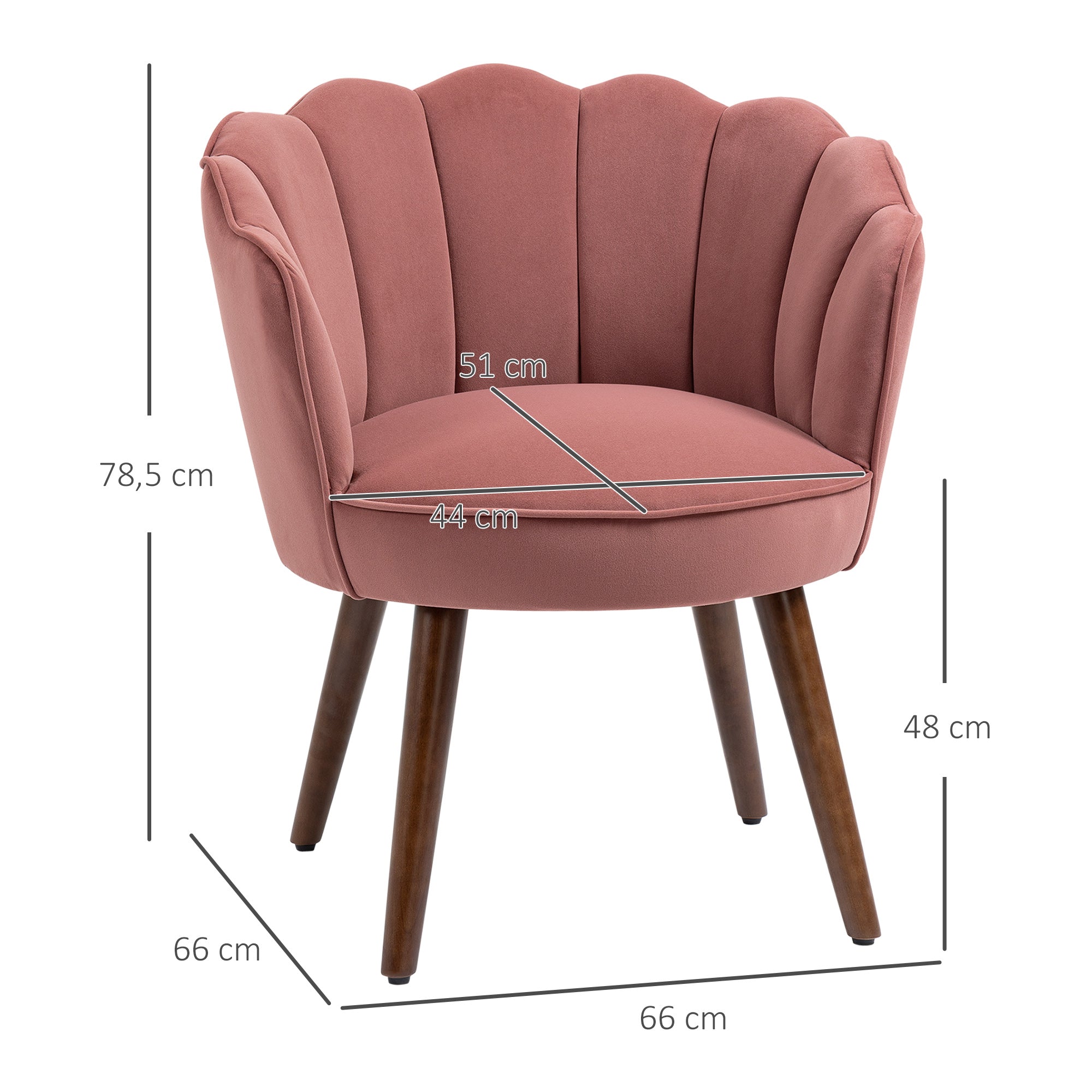 Dining Chair Armchair Backrest Living Room Polyester Rubber Wood Pink