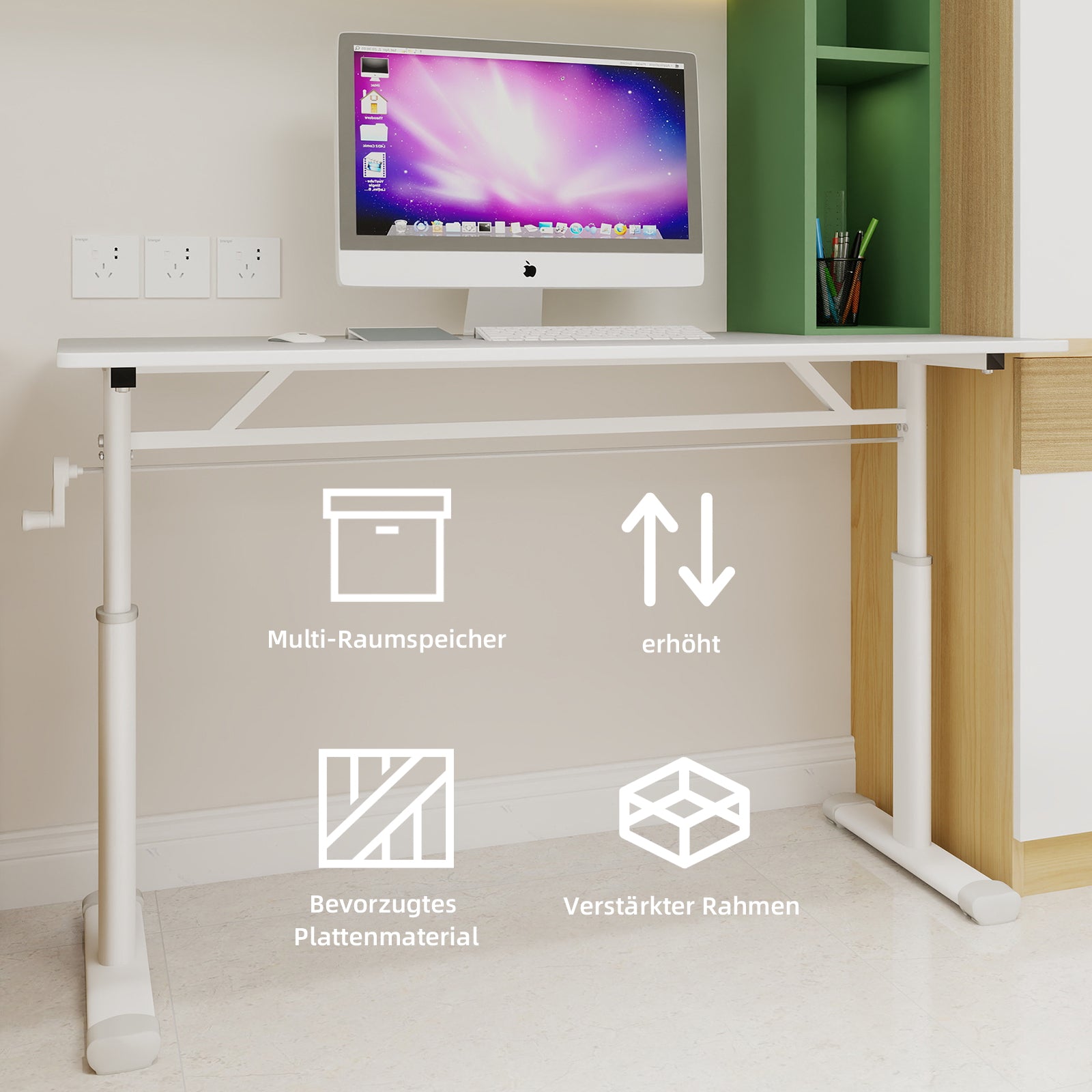Adjustable Study Desk, Height-Adjustable Multi-Purpose Compact Design