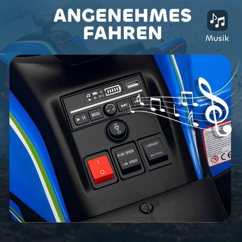 Electric Quad Bike for Children with LED Headlights and Music, Blue