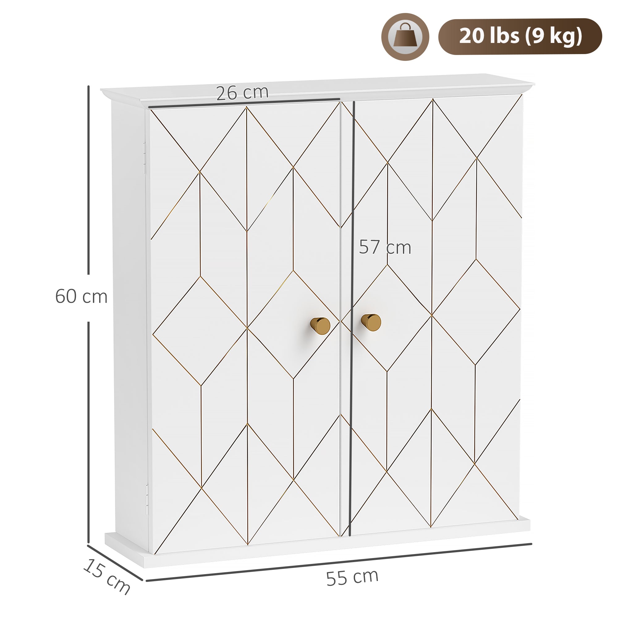 Bathroom Cabinet Wall Mounted Medicine Cabinet 2 Doors Adjustable Shelf White