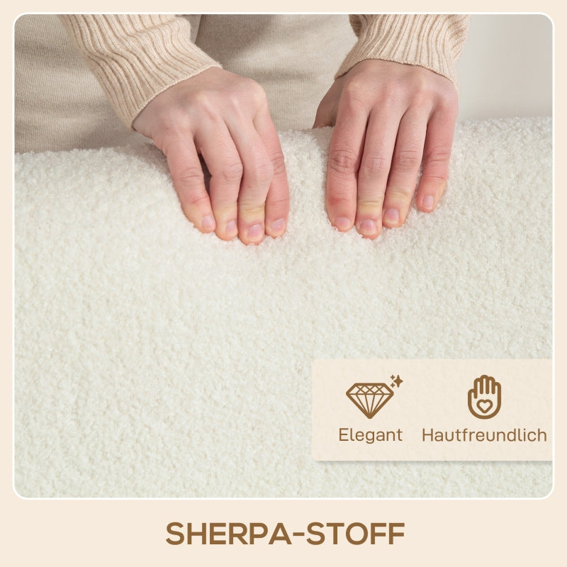 Armchair, Upholstered Lounge with Wooden Legs, Cream White