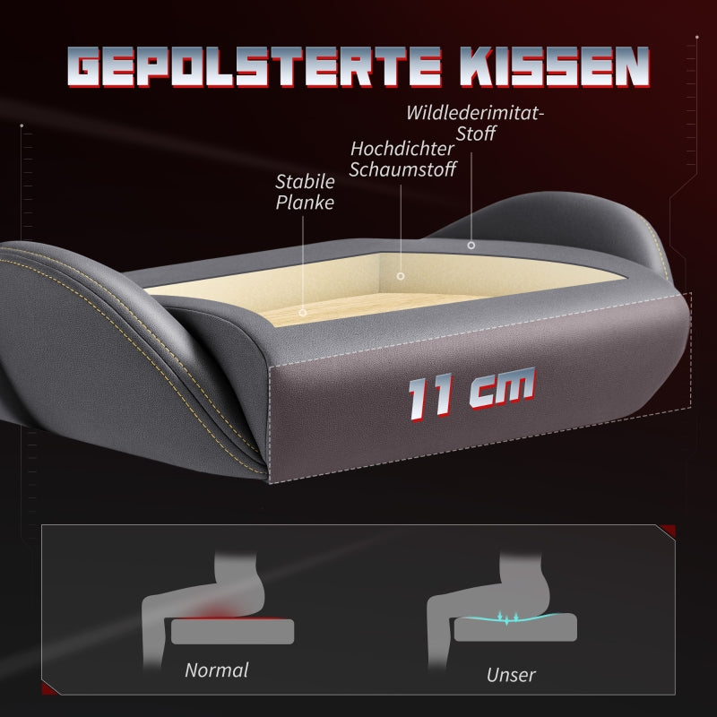 Ergonomic Gaming Chair, 3D Armrests Adjustable Lumbar Support, Grey