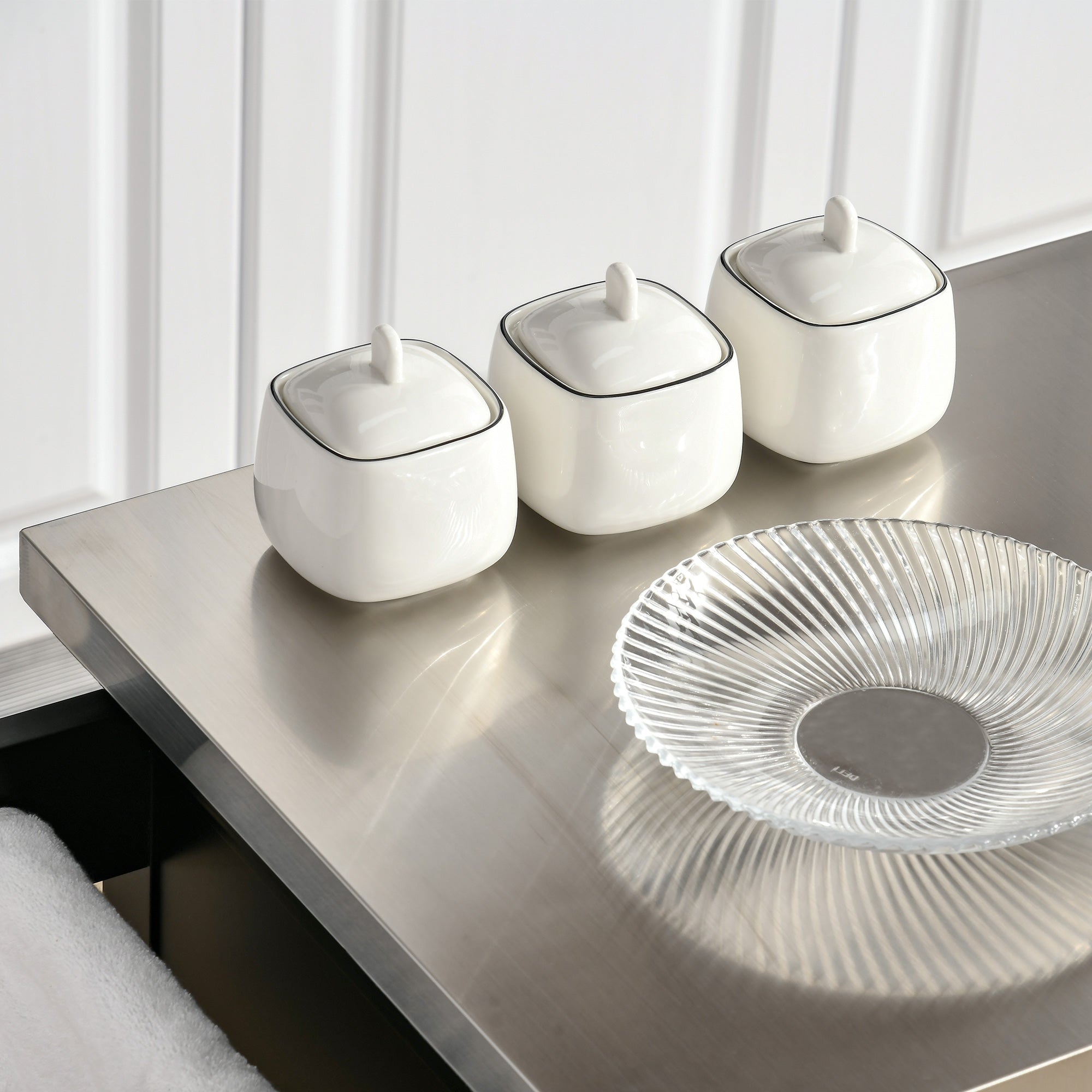 Wooden Kitchen Island on Wheels with Stainless Steel Top, Black