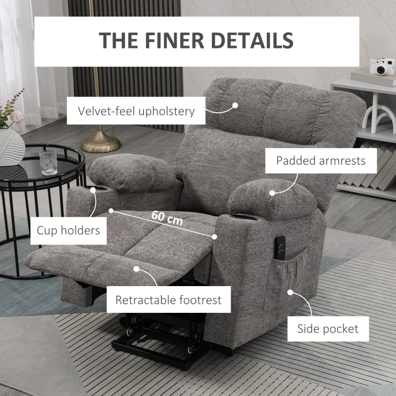 Electric Riser and Recliner Chair Power Lift with Remote Control, Grey