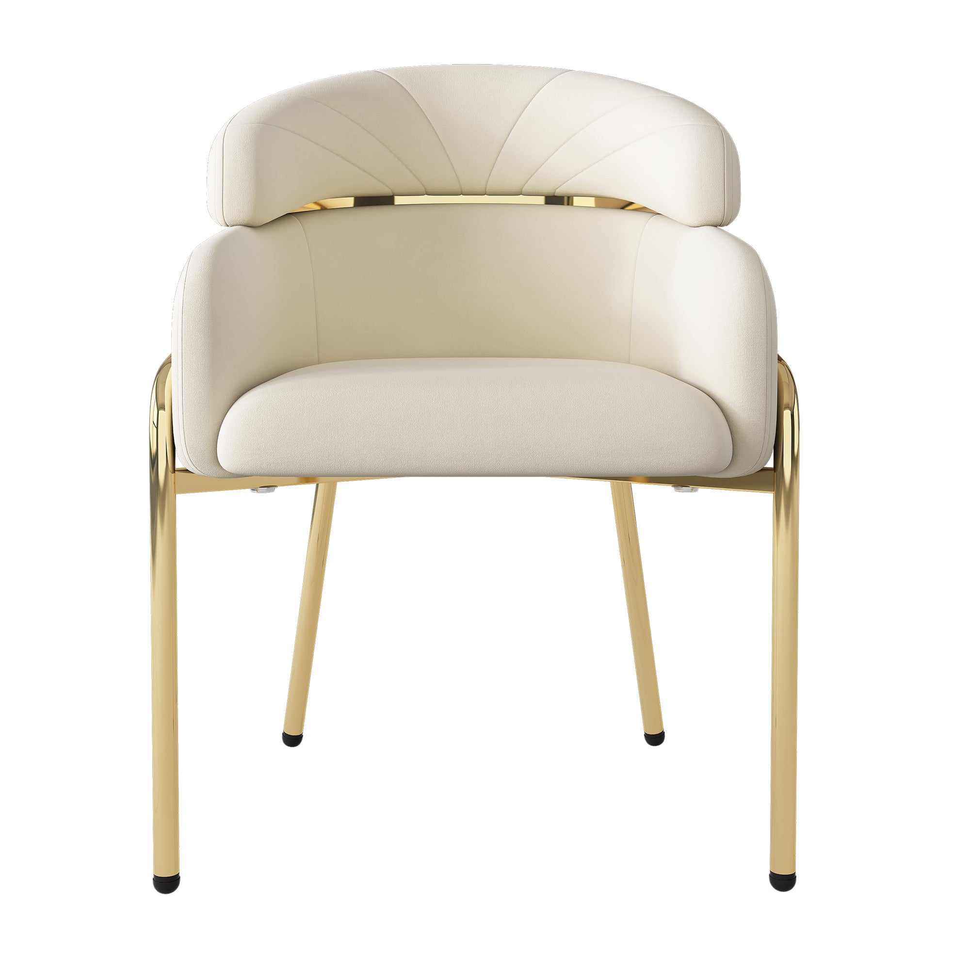 Light Luxury Dining Chair with Metal Legs, Velvet, Beige