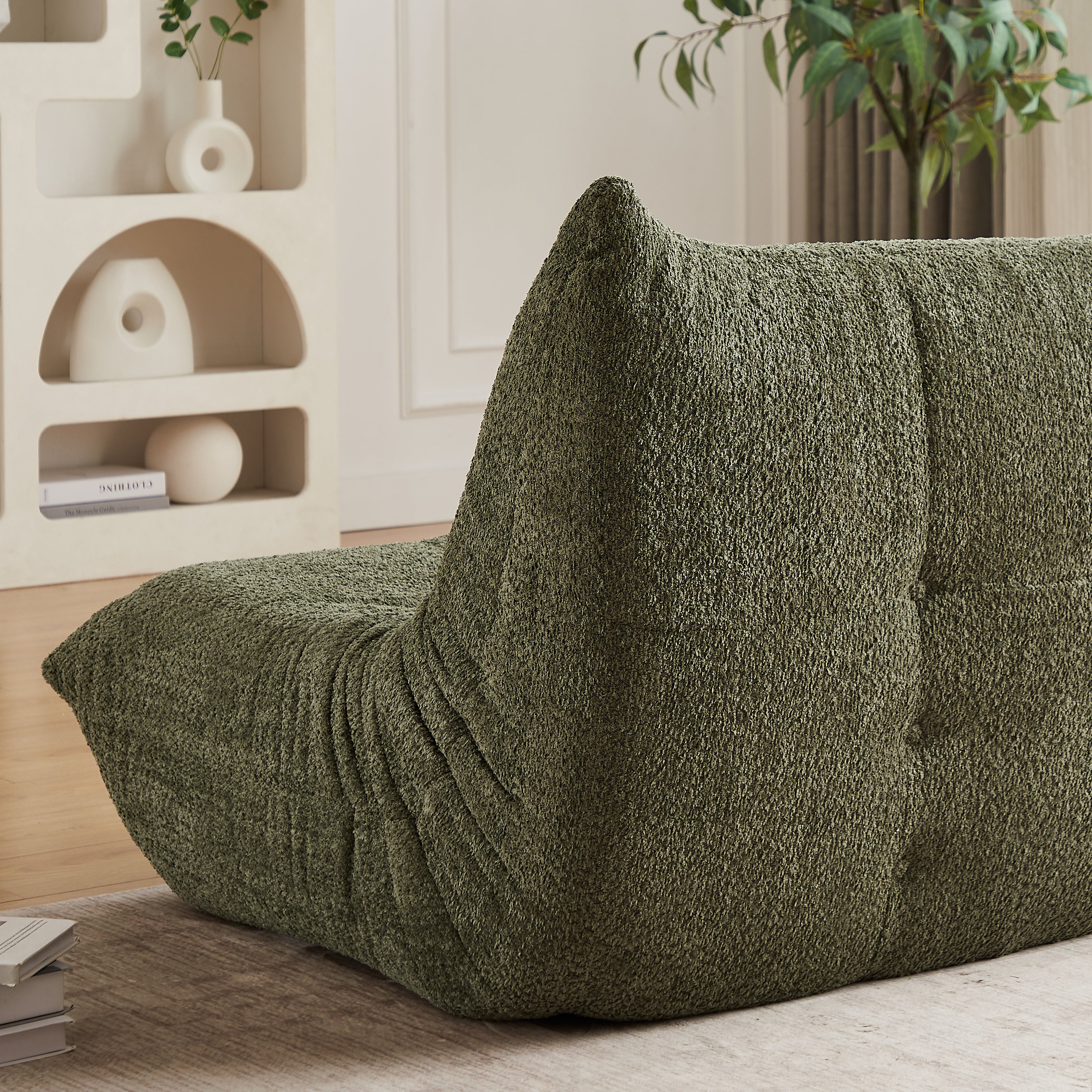 Chenille Togo Sofa, Armless Floor Lounge Chair with High-Density Memory Foam, Chenille Fabric