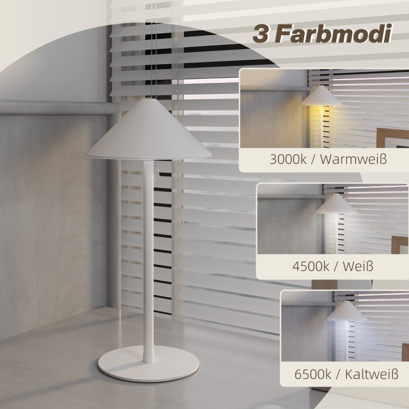 Table Lamp, 3 Light Colors, USB Rechargeable, Metal, White