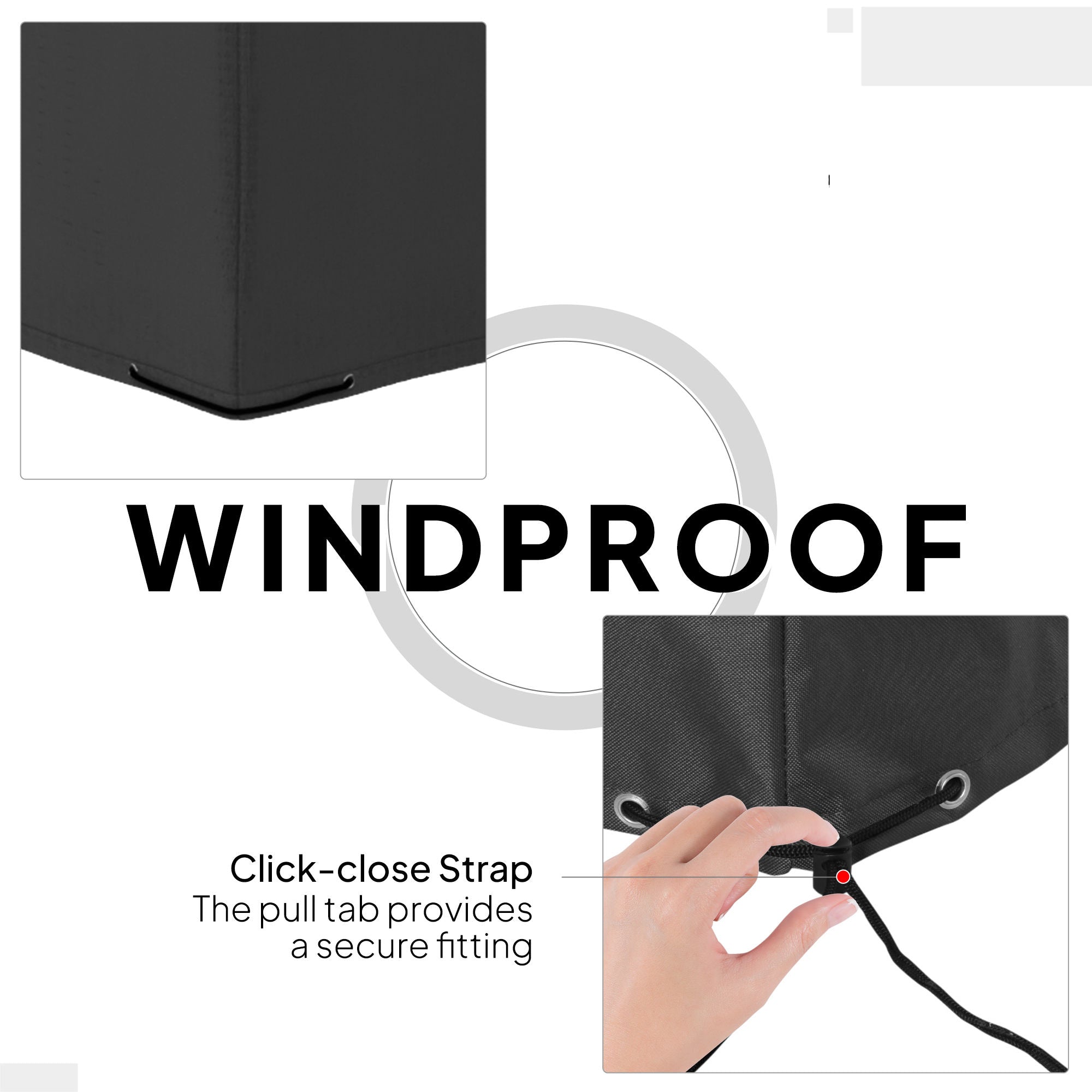 Outdoor Furniture Cover, Waterproof Anti-UV Rattan Sofa Set Protection, 600D Oxford Black