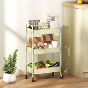 Three-Tier Storage Trolley, Steel, Green