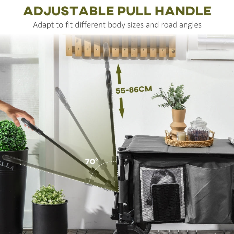 Garden Trolley, Folding Collapsible Utility Wagon, Dark Grey