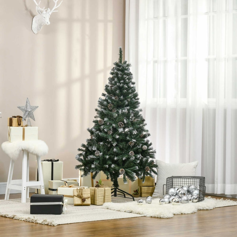 Artificial Christmas Tree, Snowy Tips, Fireproof, 150 cm