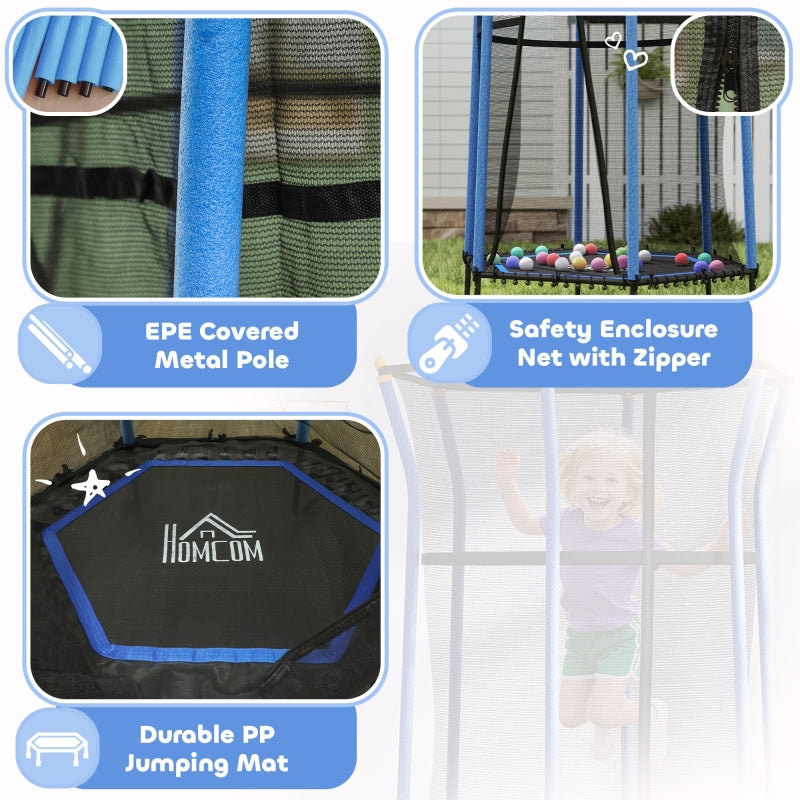 Kids Trampoline Mini Bouncer with Enclosure Safety Net - Blue