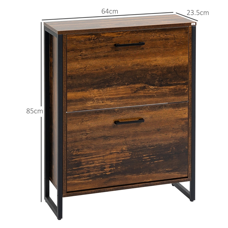 12-Shoe Two-Door Storage Cabinet Wood-Effect