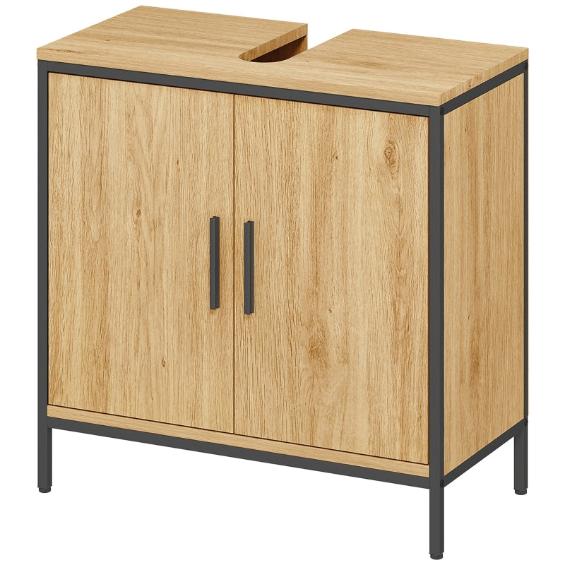 Bathroom Vanity Unit with 2 Doors and Adjustable Shelf, Oak