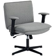 Office Chair Wide Desk Flip-up Armrests Height Adjustable Grey Linen Look